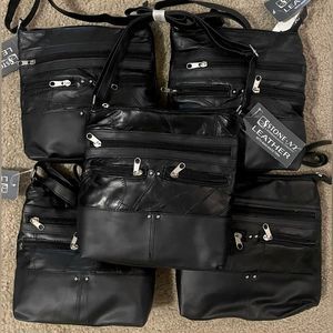 Bundle-5 Black Leather Crossbody Purses